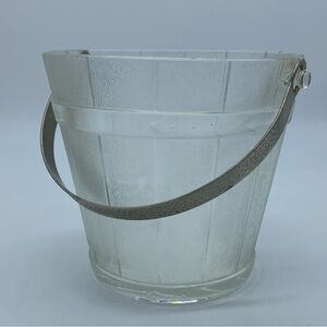Clear Glass Ice Bucket with Silver Handle vintage